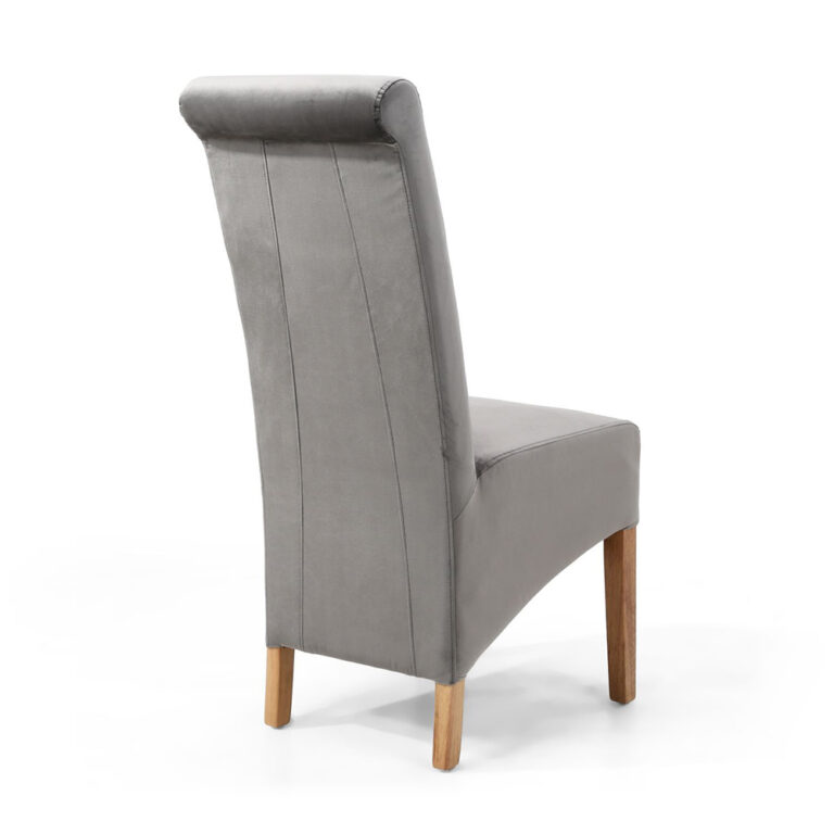 Krista Roll Back Brushed Velvet Grey Dining Chairs | Inner ...